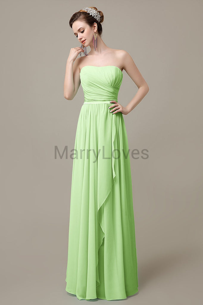 Strapless Pleats Chiffon Bridesmaid Dresses