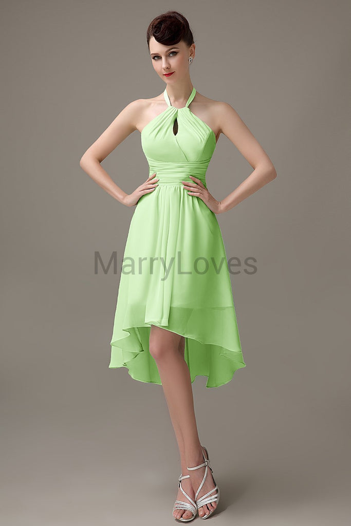 Halter High-Low Chiffon Bridesmaid Dresses
