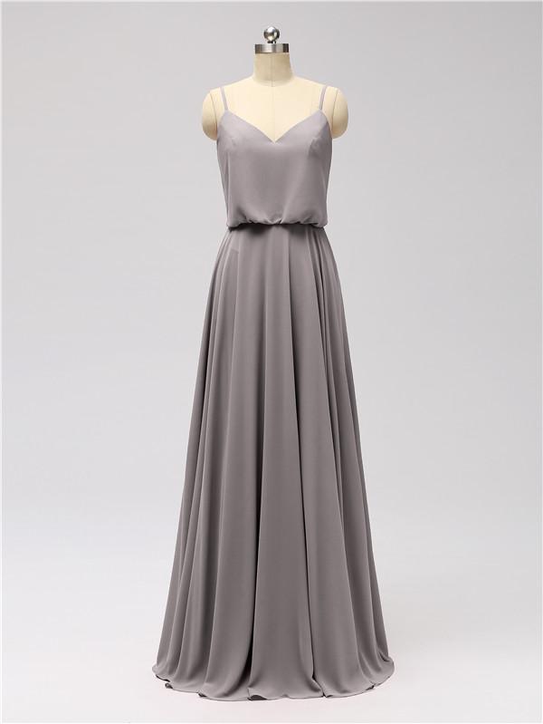 Spaghetti Strap Chiffon Floor Length Bridesmaid Dresses