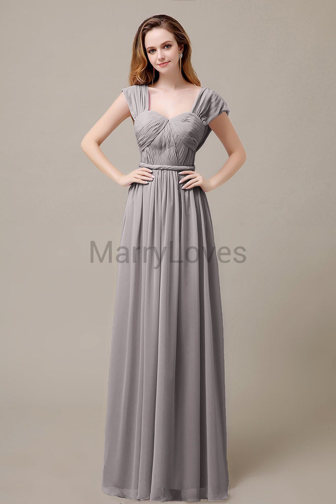 Floor Length Chiffon Bridesmaid Dresses with Pleated