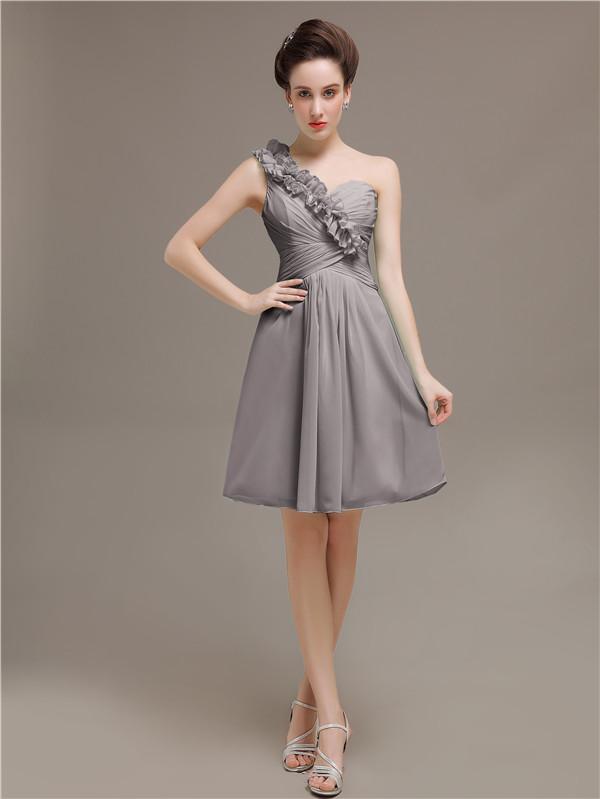 One Shoulder Pleats Bridesmaid Dresses