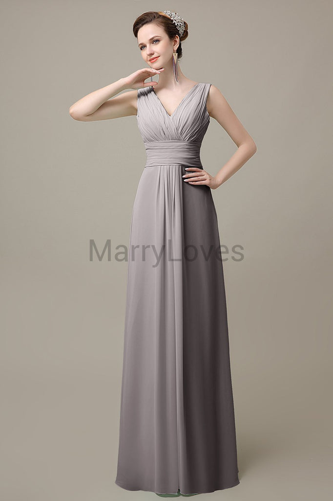 V-Neck Sleeveless Chiffon Bridesmaid Dresses