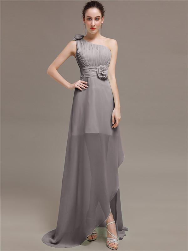 One Shoulder Flowers Bridesmaid Dresses
