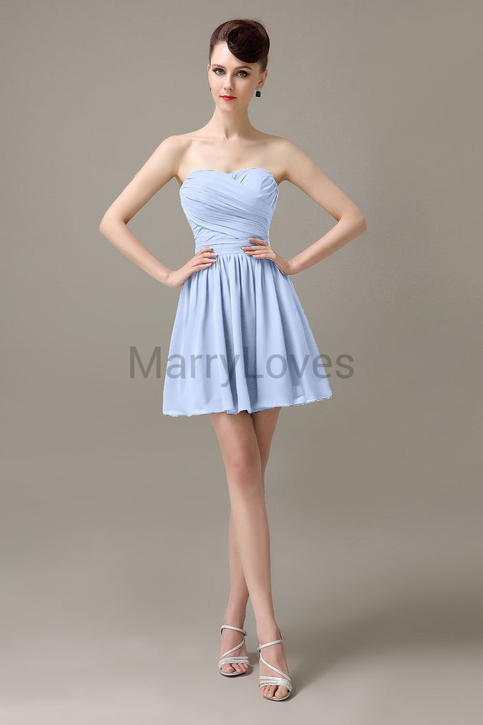 Sweetheart Chiffon Short Bridesmaid Dresses