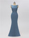 Mermaid Bateau Chiffon Floor Length Bridesmaid Dresses