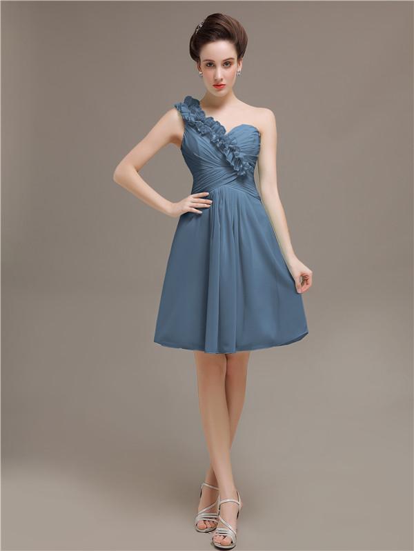 One Shoulder Pleats Bridesmaid Dresses