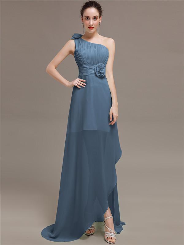 One Shoulder Flowers Bridesmaid Dresses