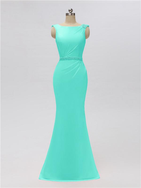 Mermaid Bateau Chiffon Floor Length Bridesmaid Dresses