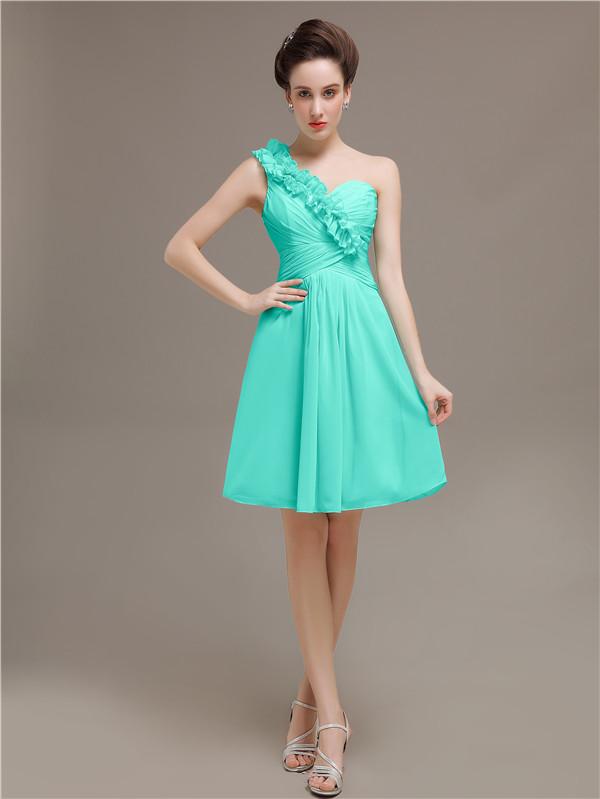 One Shoulder Pleats Bridesmaid Dresses