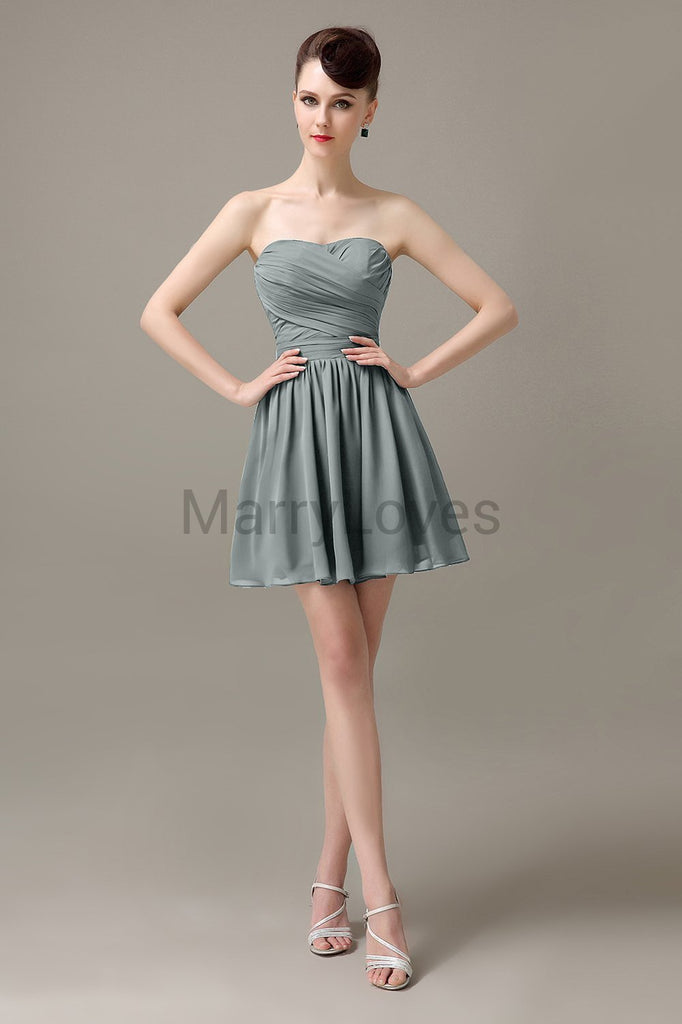 Sweetheart Chiffon Short Bridesmaid Dresses