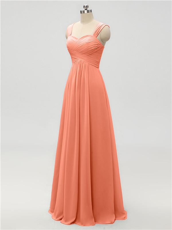 Strap Chiffon Floor Length Bridesmaid Dresses