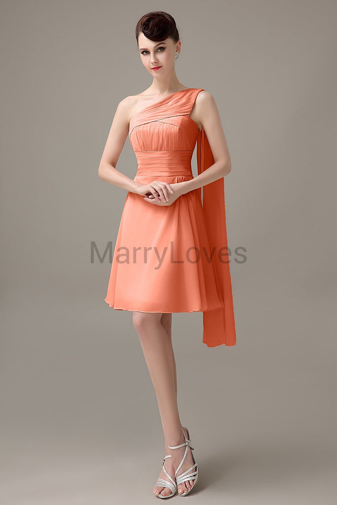 One Shoulder Pleats Bridesmaid Dresses