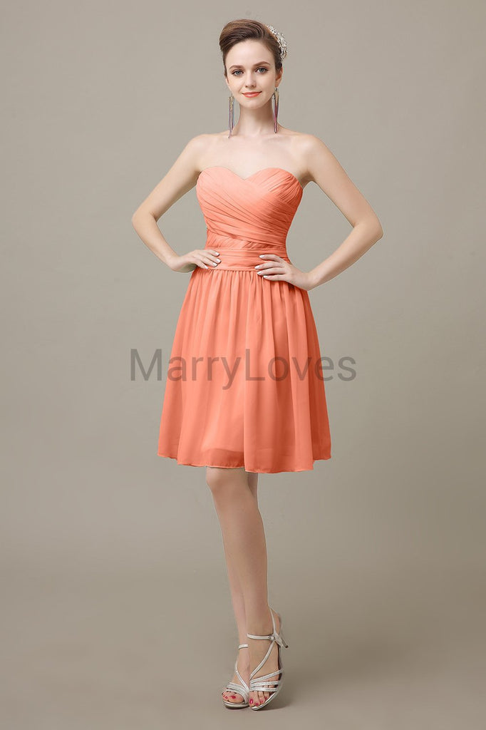 Sweetheart Short Chiffon Bridesmaid Dresses