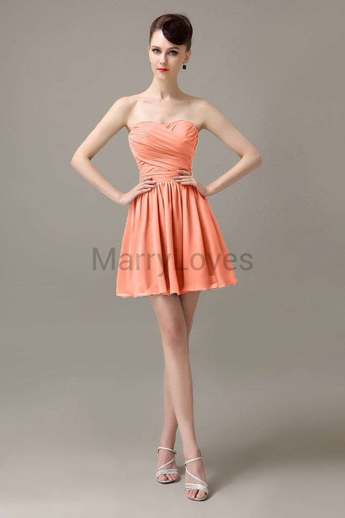 Sweetheart Chiffon Short Bridesmaid Dresses