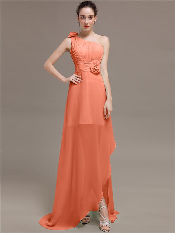 One Shoulder Flowers Bridesmaid Dresses