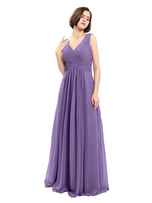 A-line V-neck Sleeveless Chiffon Bridesmaid Dresses