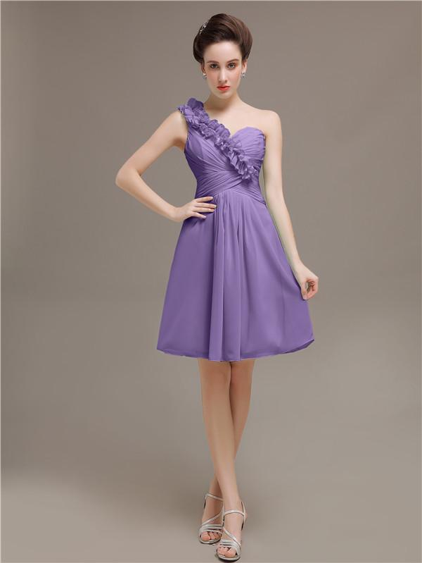 One Shoulder Pleats Bridesmaid Dresses