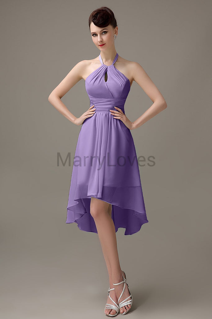 Halter High-Low Chiffon Bridesmaid Dresses