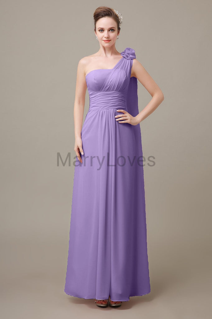 One Shoulder Long Chiffon Bridesmaid Dresses