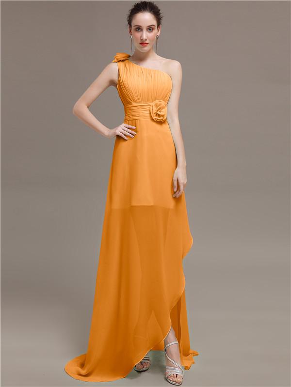 One Shoulder Flowers Bridesmaid Dresses