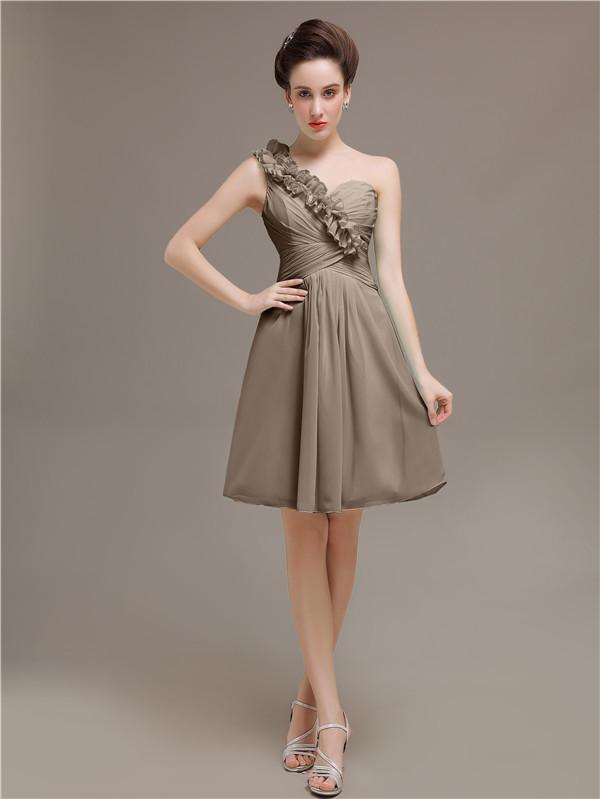 One Shoulder Pleats Bridesmaid Dresses