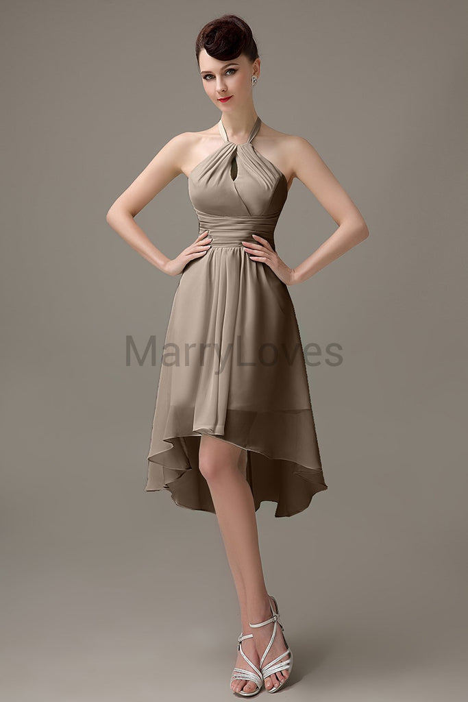 Halter High-Low Chiffon Bridesmaid Dresses