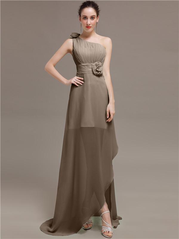 One Shoulder Flowers Bridesmaid Dresses