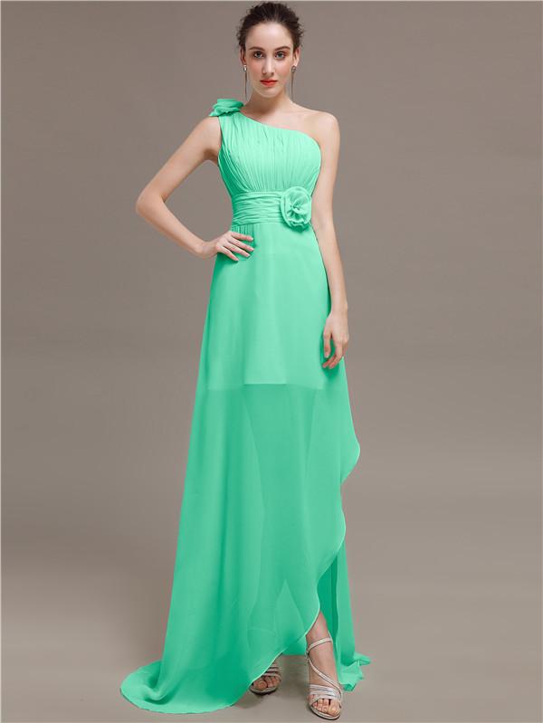 One Shoulder Flowers Bridesmaid Dresses
