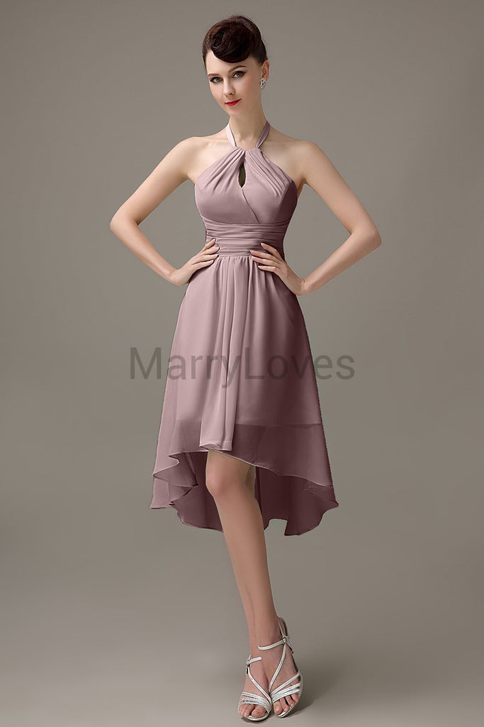 Halter High-Low Chiffon Bridesmaid Dresses