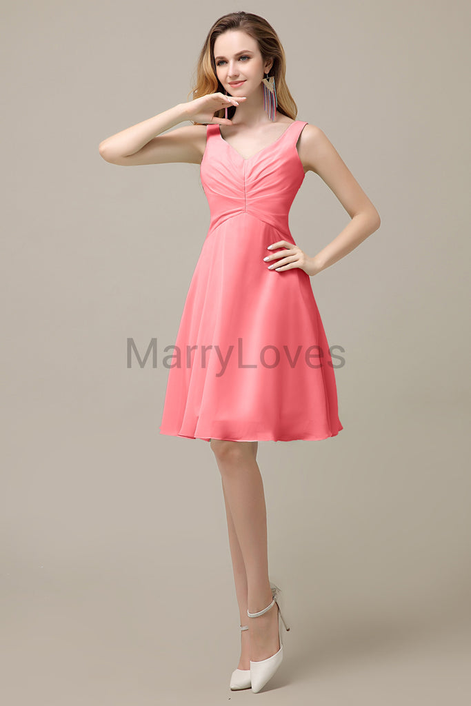 Simple V-Neck Chiffon Bridesmaid Dresses
