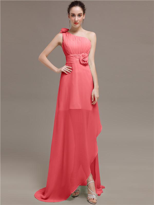 One Shoulder Flowers Bridesmaid Dresses