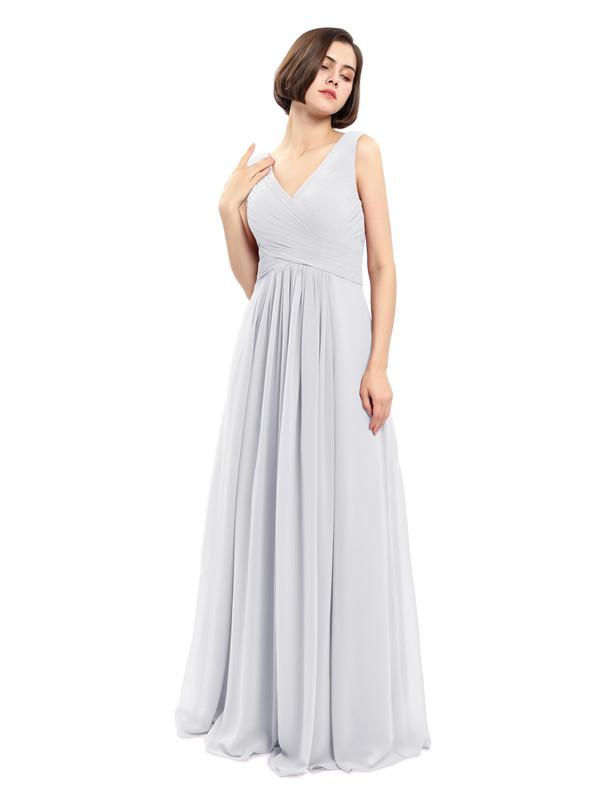 A-line V-neck Sleeveless Chiffon Bridesmaid Dresses