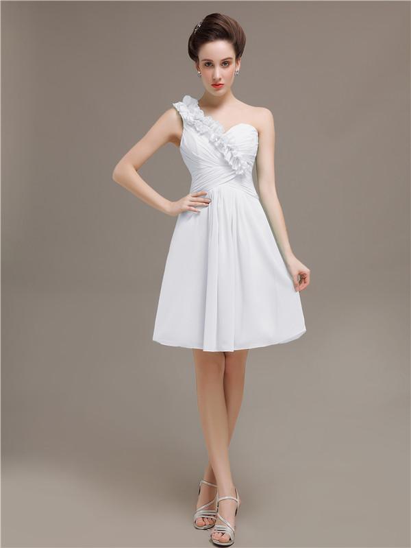 One Shoulder Pleats Bridesmaid Dresses