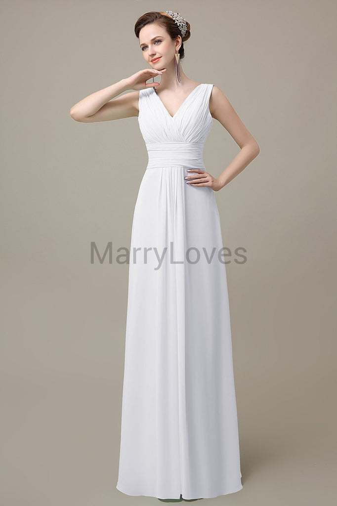 V-Neck Sleeveless Chiffon Bridesmaid Dresses