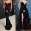 Spaghetti Strap Black Sparkle Popular Long Prom Dresses, MR7001