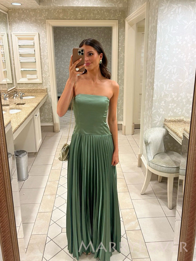 Gorgeous Dusty Sage Green Strapless Long Evening Prom Dresses, MR0001