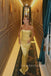 Formal Gold Satin Mermaid Long Strapless Evening Prom Dresses Mermaid, MR0005