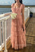 Off Shoulder Pink Tulle A-line Long Evening Prom Dresses, MR0008
