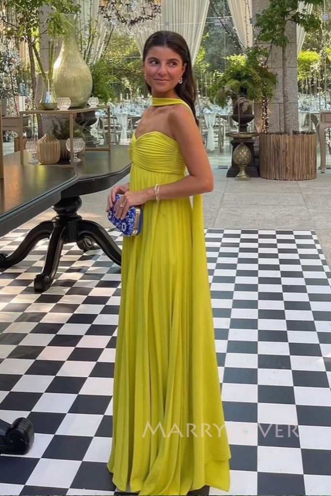 A-line Green Chifffon Long Sweetheart Evening Prom Dresses, MR0024