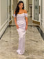 Off Shoulder Light Purple Satin Mermaid Long Evening Prom Dresses, MR0028