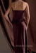 Brown Satin Mermaid Strapless Long Evening Prom Dresses, MR0030