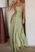 Lovely Green Satin Spaghetti Straps Long Evening Prom Dresses, MR0031