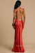 Sexy Backless One Shoulder Satin Long Evening Prom Dresses Mermaid, MR0048