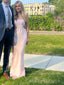 Simple Pink Satin Strapless Long Mermaid Evening Prom Dresses, MR0050