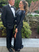 Formal Navy Blue Sequins Side Slit Long Mermaid Evening Prom Dresses, MR0051