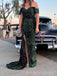 Elegant Green Sequins Mermaid Long Evening Prom Dresses, Off Shoulder Prom Dress, MR0071