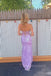 Sweetheart Purple Sequins Mermaid Long Evening Prom Dresses, MR0075
