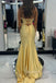 Yellow Sparkly Sweetheart Long Strapless Evening Prom Dresses, Mermaid Prom Dress, MR0085