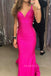 Sexy Backless Hot Pink Mermaid Long Evening Prom Dresses, Sparkly Prom Dress, MR0095