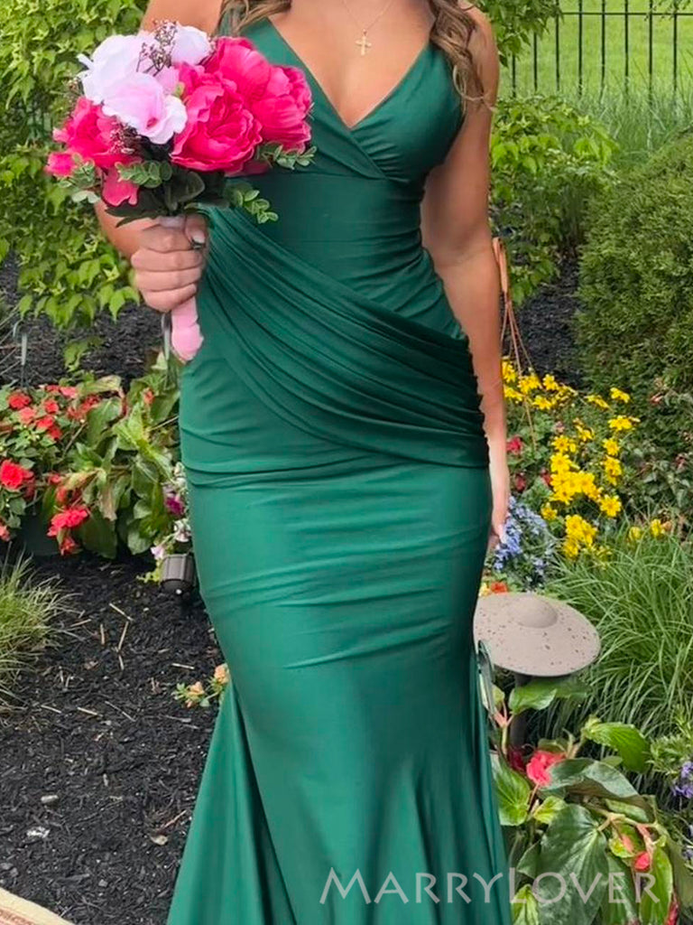 Elegant Emerald Green Mermaid Long Evening Prom Dresses, Spaghetti Str MarryLover Elegant Emerald Green Mermaid Long Evening Prom Dresses, Spaghetti Str MarryLover